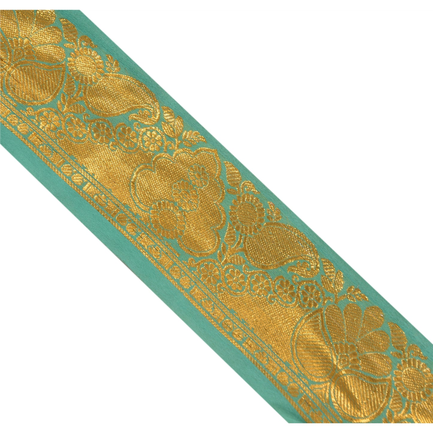 Sanskriti Vintage 1 Yd Sari Border Antique Woven Indian Trim Sewing Green Lace