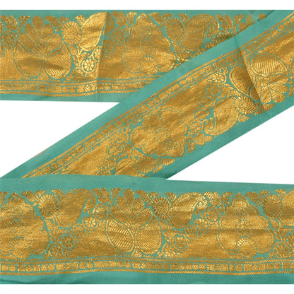 Sanskriti Vintage 1 Yd Sari Border Antique Woven Indian Trim Sewing Green Lace