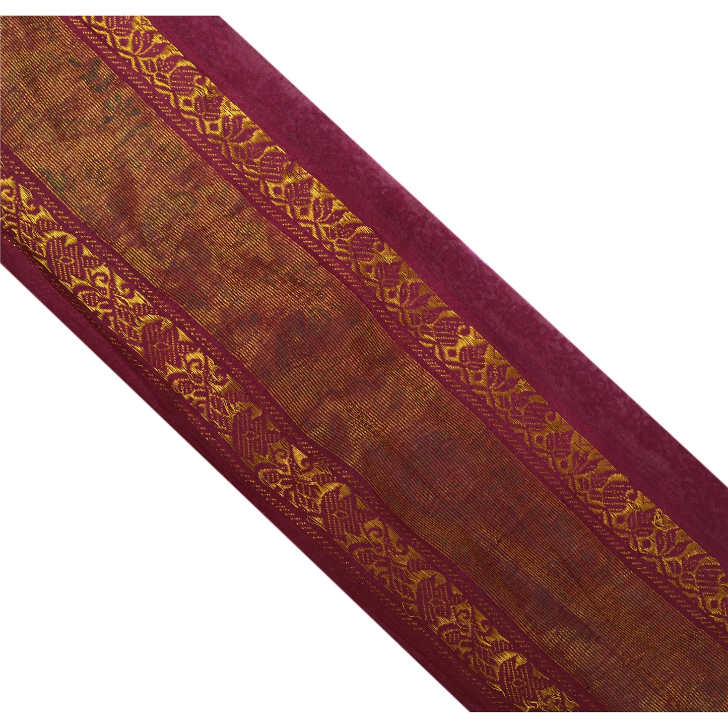 Sanskriti Vintage 1 Yd Sari Border Woven Indian Trim Sewing Purple Craft Lace