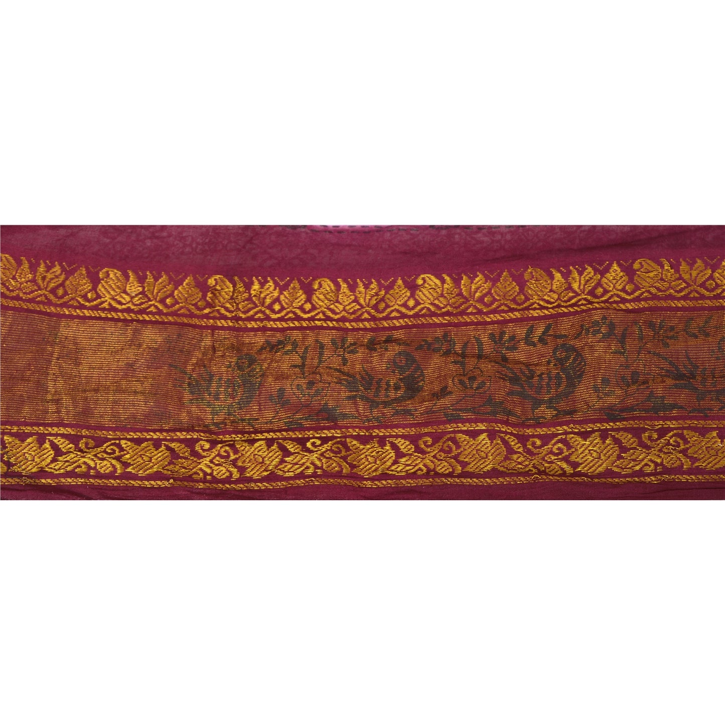 Sanskriti Vintage 1 Yd Sari Border Woven Indian Trim Sewing Purple Craft Lace