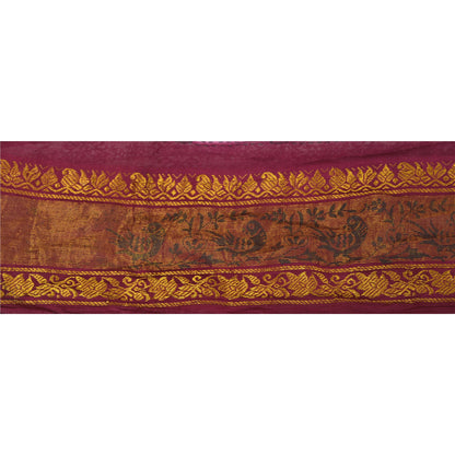 Sanskriti Vintage 1 Yd Sari Border Woven Indian Trim Sewing Purple Craft Lace