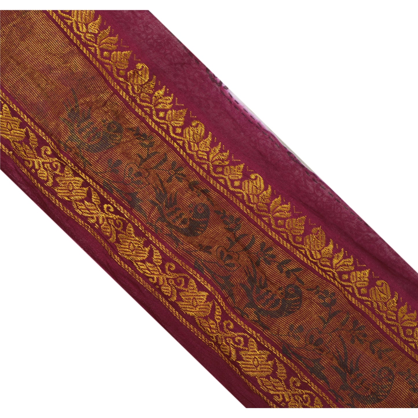 Sanskriti Vintage 1 Yd Sari Border Woven Indian Trim Sewing Purple Craft Lace