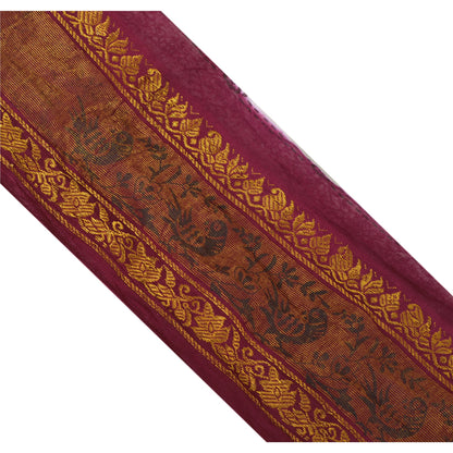 Sanskriti Vintage 1 Yd Sari Border Woven Indian Trim Sewing Purple Craft Lace