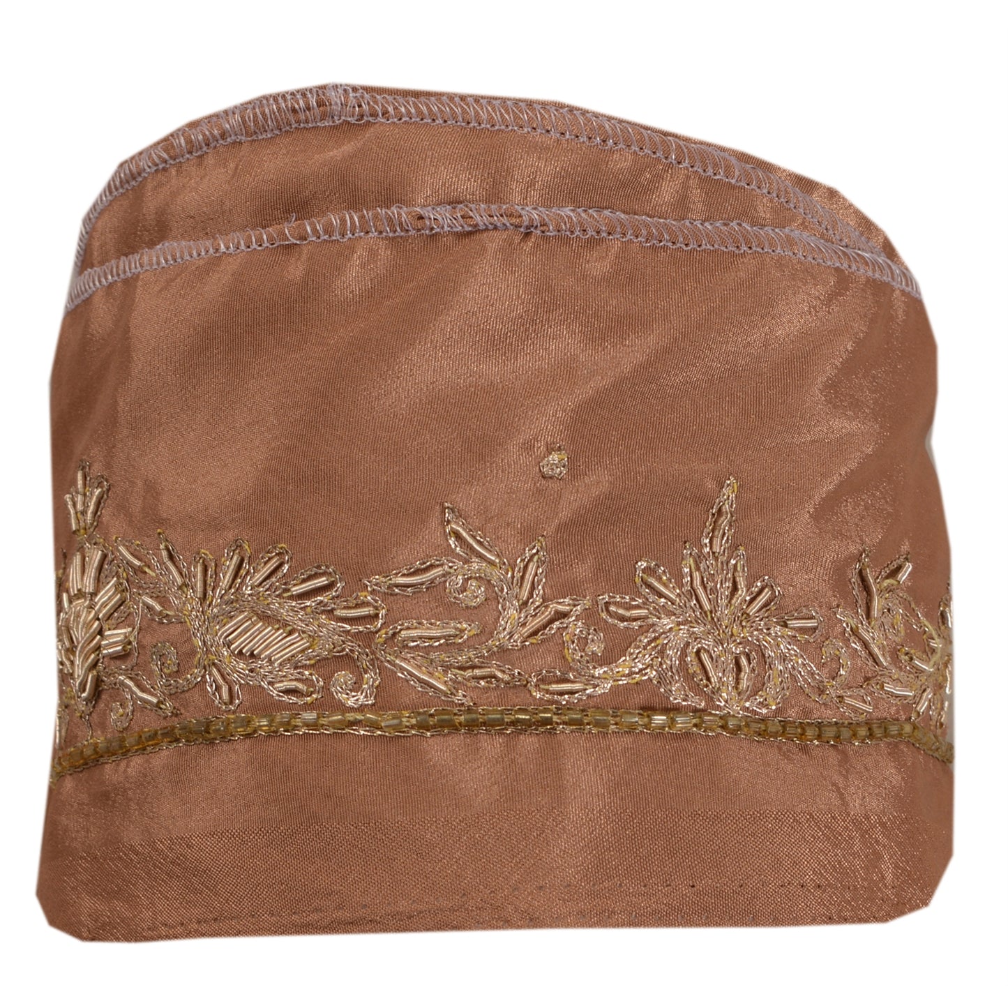 Sanskriti Vintage 1 Yd Sari Trims Border Hand Beaded Sewing Brown Craft Lace