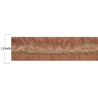 Sanskriti Vintage 1 Yd Sari Trims Border Hand Beaded Sewing Brown Craft Lace