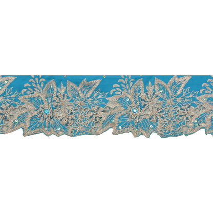 Sanskriti Vintage 1 Yd Sari Border Antique Hand Beaded Indian Sewing Blue Lace