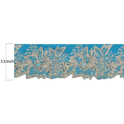 Sanskriti Vintage 1 Yd Sari Border Antique Hand Beaded Indian Sewing Blue Lace