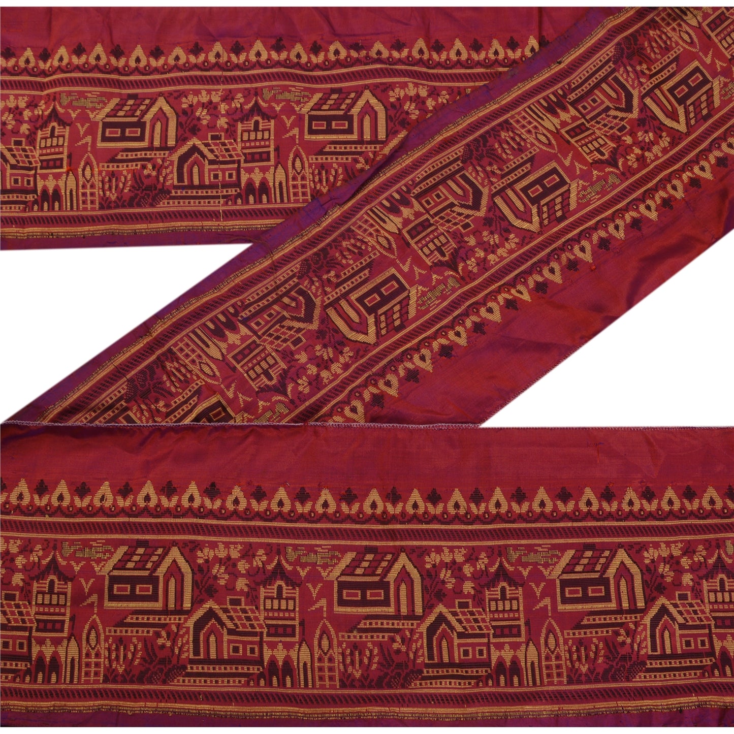 Sanskriti Vintage 1 Yd Sari Border Woven Indian Craft Trim Sewing Purple Lace