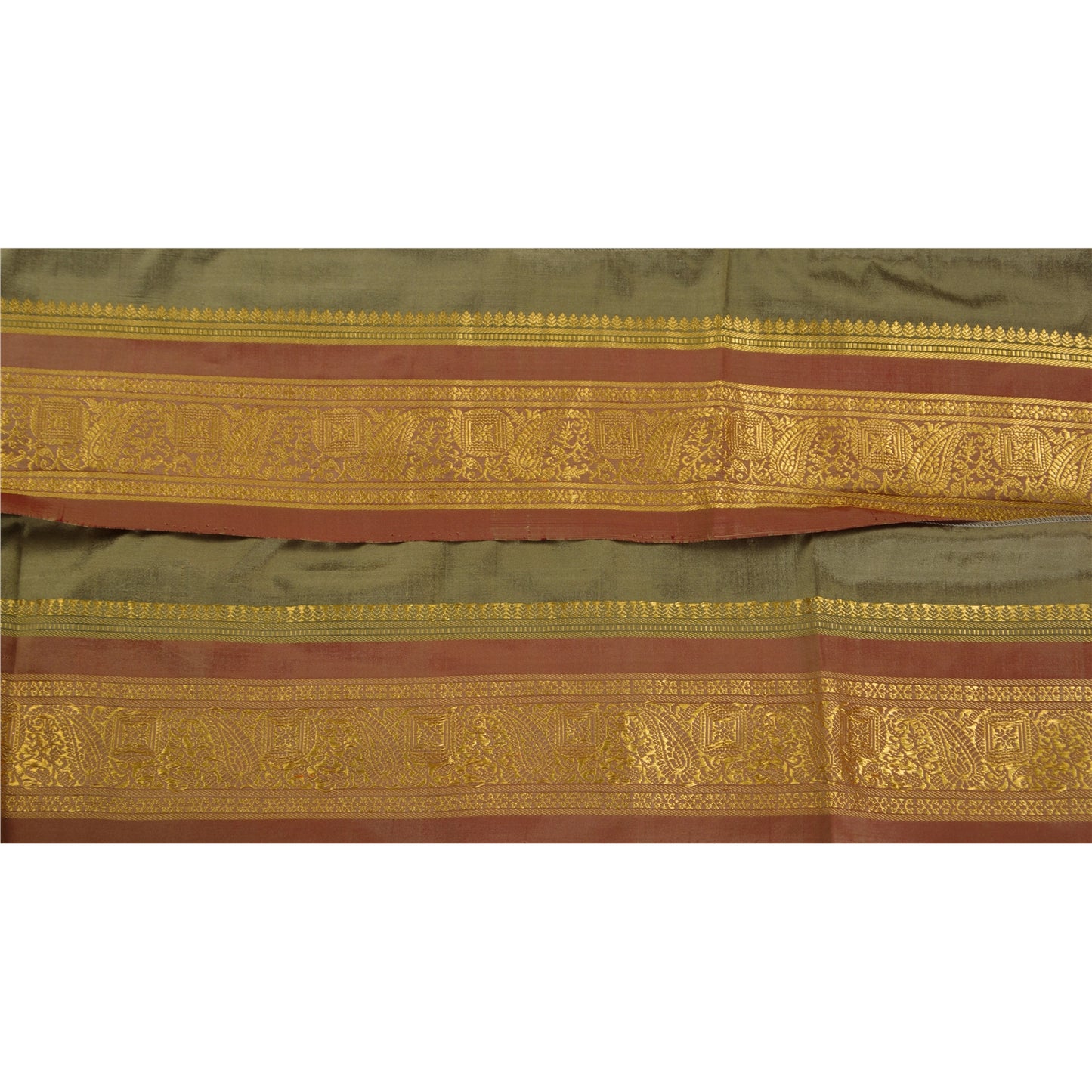 Sanskriti Vintage 1 Yd Trim Sari Border Woven Brocade Craft Sewing 3.2"W Lace