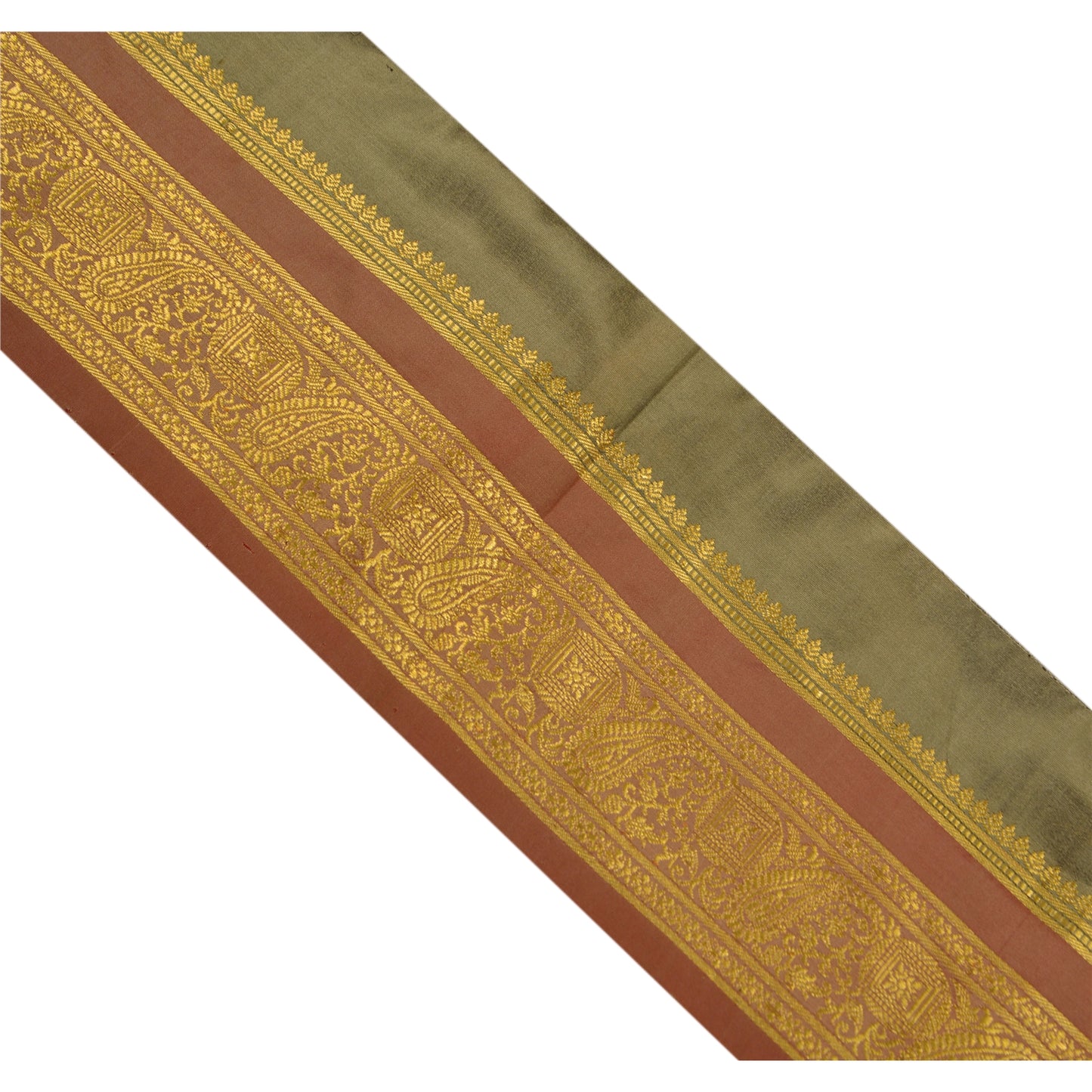 Sanskriti Vintage 1 Yd Trim Sari Border Woven Brocade Craft Sewing 3.2"W Lace