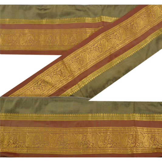 Sanskriti Vintage 1 Yd Trim Sari Border Woven Brocade Craft Sewing 3.2"W Lace