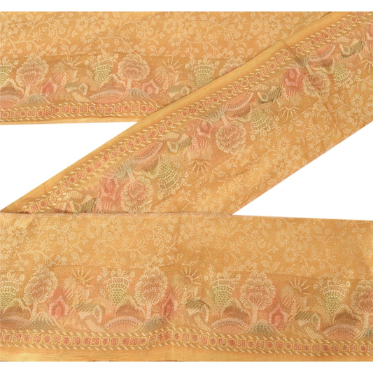 Sanskriti Vintage 1 YD Sari Border Woven Sewing Cream Thread Trim Decor Lace