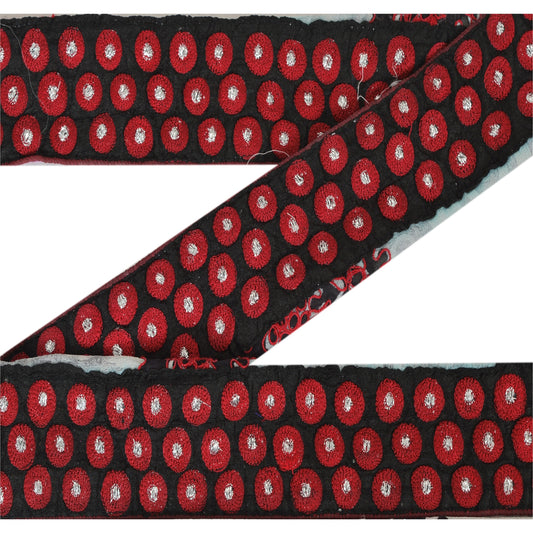 Sanskriti Vintage 1 YD Sari Border Antique Embroidered Black Lace Indian Decor