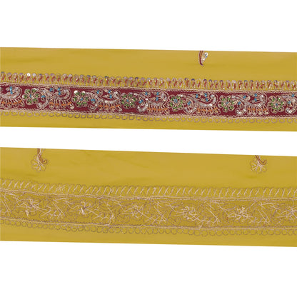 Sanskriti Vintage Sari Border Hand Beaded Zari Dabka 1YD Indian Craft Green Trim