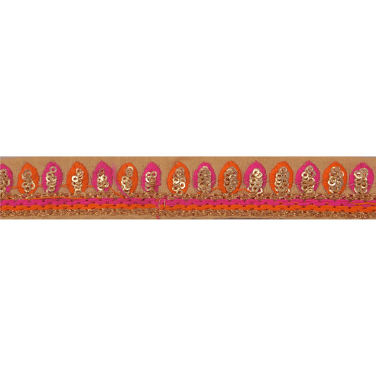 Sanskriti Vintage 1 Yd Sari Border Embroidered Trim Sewing Cream Craft Lace
