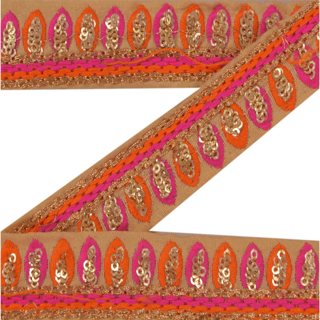 Sanskriti Vintage 1 Yd Sari Border Embroidered Trim Sewing Cream Craft Lace