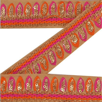 Sanskriti Vintage 1 Yd Sari Border Embroidered Trim Sewing Cream Craft Lace