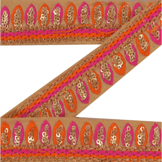 Sanskriti Vintage 1 Yd Sari Border Embroidered Trim Sewing Cream Craft Lace