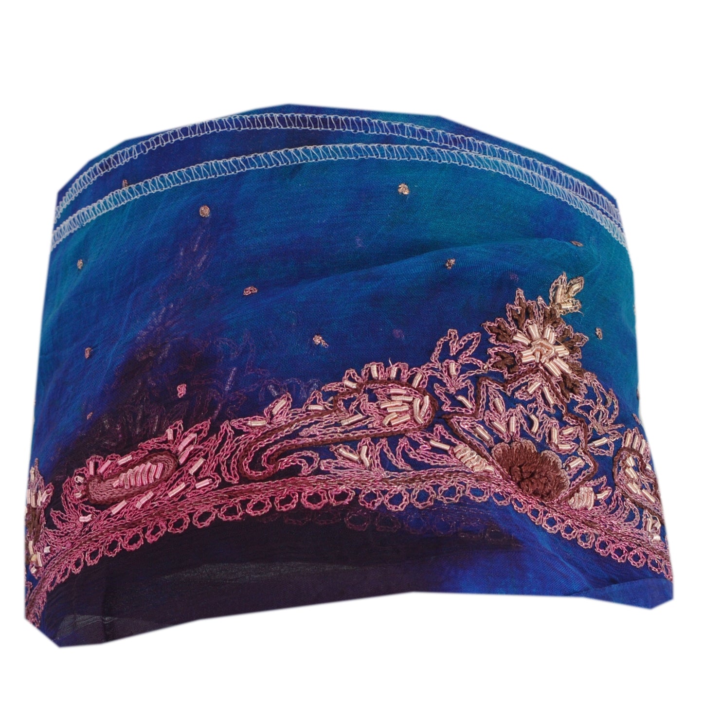 Sanskriti Vintage 1 Yd Sari Border Craft Hand Embroidered Sewing Blue Lace