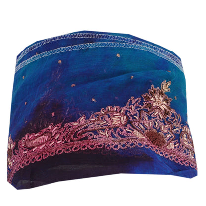 Sanskriti Vintage 1 Yd Sari Border Craft Hand Embroidered Sewing Blue Lace