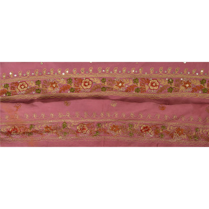 Sanskriti Vintage 1 Yd Sari Border Hand Beaded Trim Ribbon Pink Craft Lace