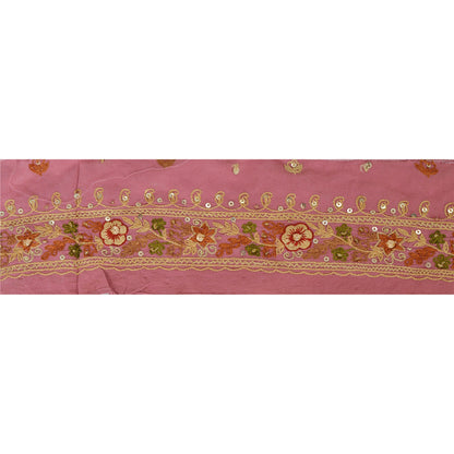 Sanskriti Vintage 1 Yd Sari Border Hand Beaded Trim Ribbon Pink Craft Lace
