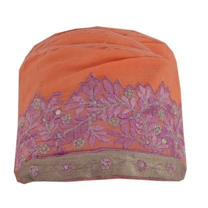 Sanskriti Vintage 1 Yd Sari Border Hand Beaded Craft Trim Sewing Peach Lace