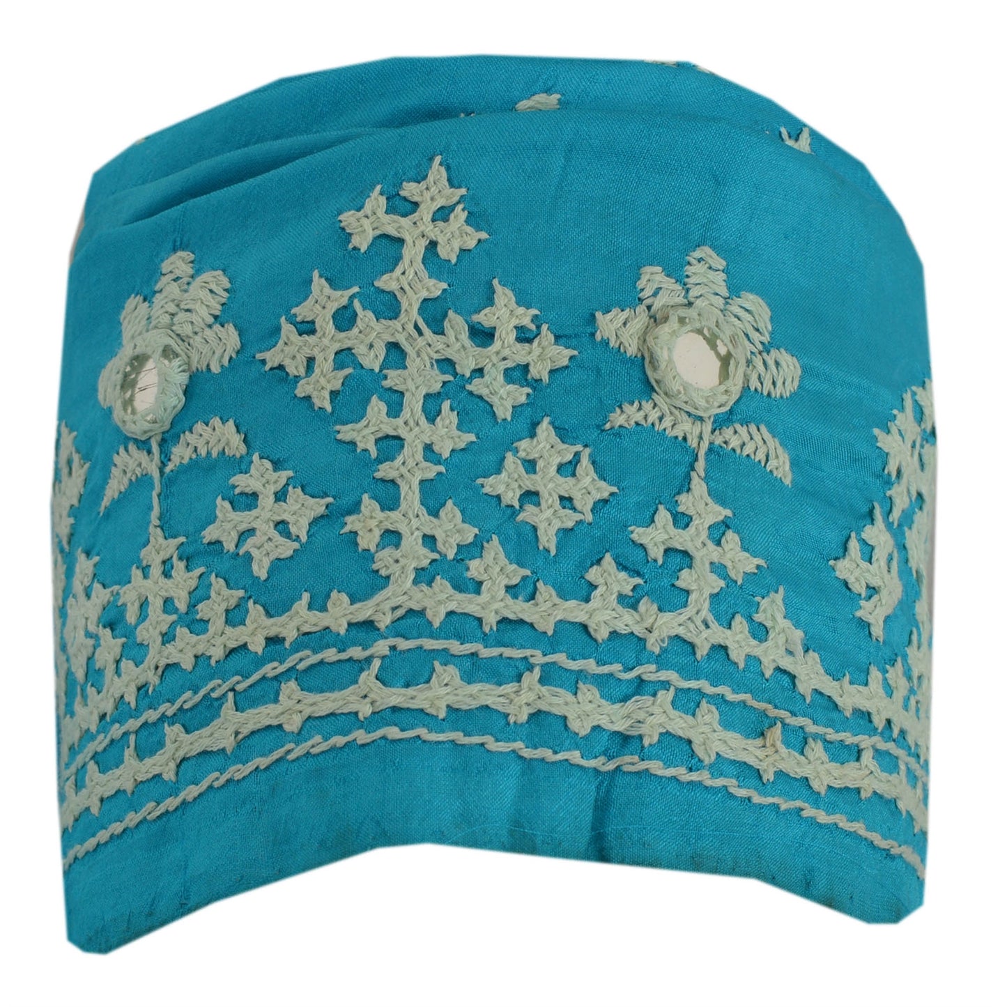 Sanskriti Vintage 1 Yd Sari Border Antique Hand Embroidered Kutch Work Blue Lace