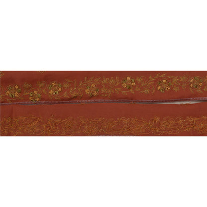 Sanskriti Vintage 1 YD Sari Border Hand Embroidery Zardozi Brown Craft Trim Lace