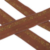 Sanskriti Vintage 1 YD Sari Border Hand Embroidery Zardozi Brown Craft Trim Lace