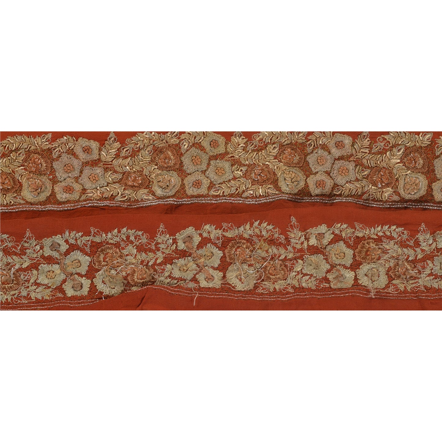 Sanskriti Vintage 1 Yd Sari Border Antique Hand Embroidered Sewing Craft Lace