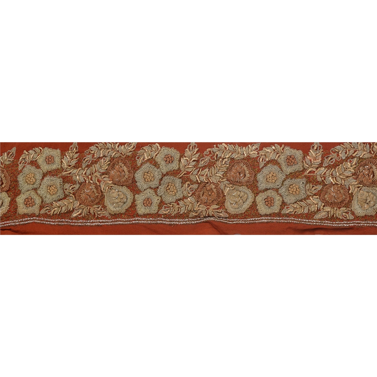 Sanskriti Vintage 1 Yd Sari Border Antique Hand Embroidered Sewing Craft Lace