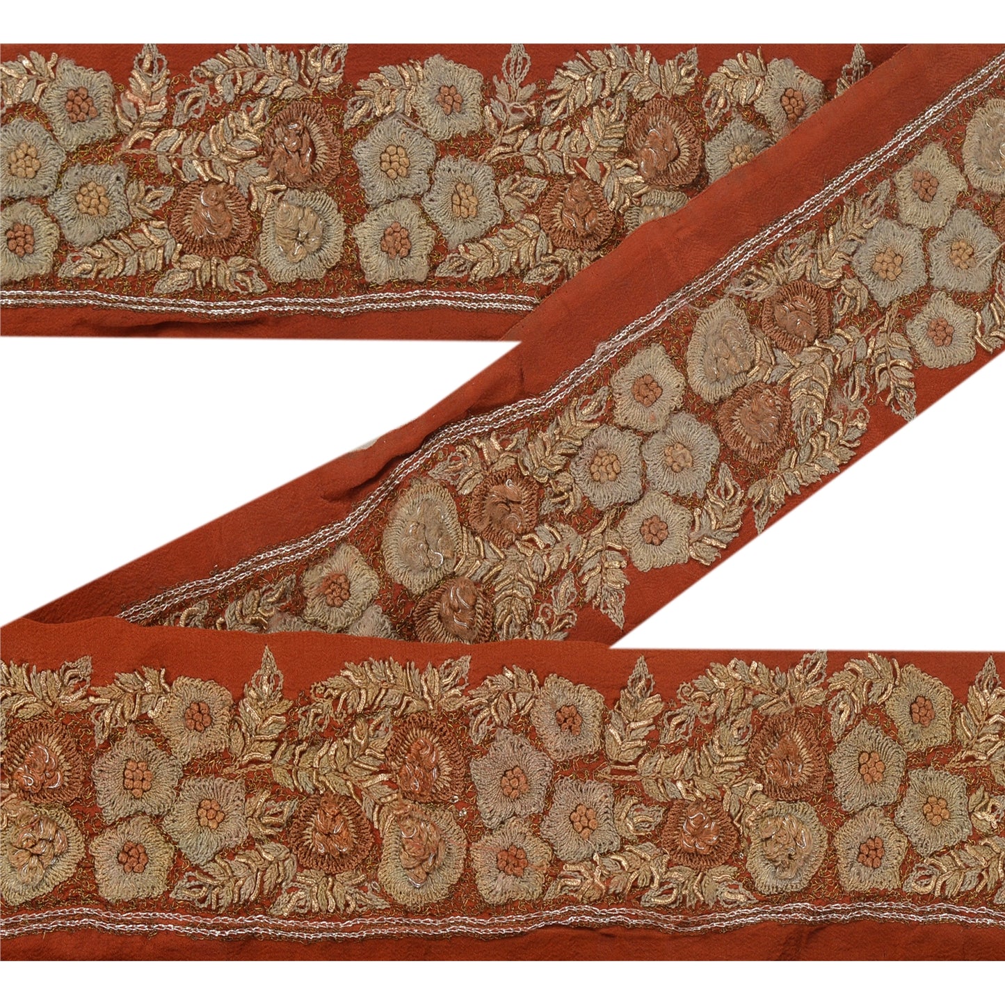 Sanskriti Vintage 1 Yd Sari Border Antique Hand Embroidered Sewing Craft Lace