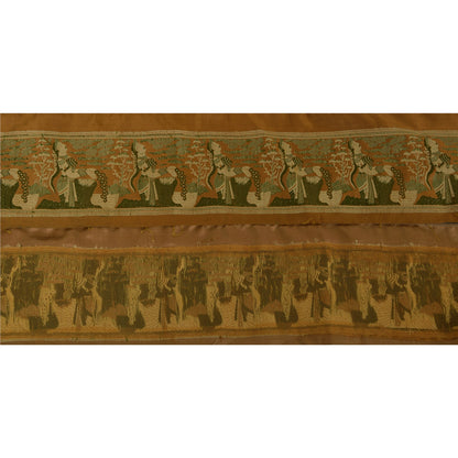 Sanskriti Vintage 1 Yd Sari Border Woven Baluchari Trim Sewing Brown Craft Lace