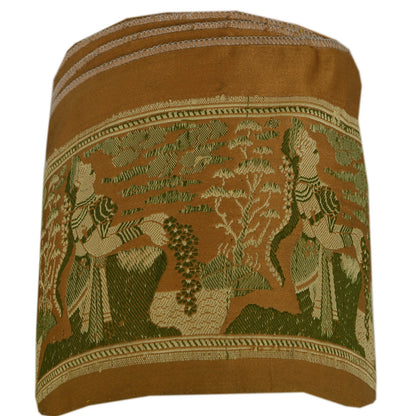 Sanskriti Vintage 1 Yd Sari Border Woven Baluchari Trim Sewing Brown Craft Lace