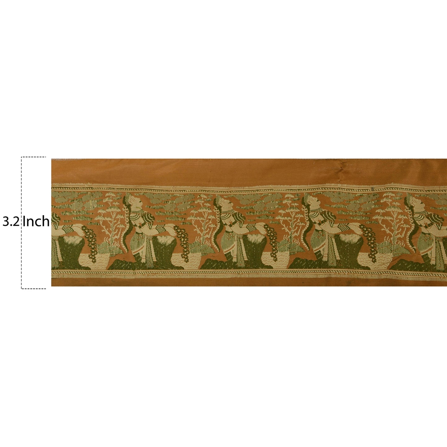 Sanskriti Vintage 1 Yd Sari Border Woven Baluchari Trim Sewing Brown Craft Lace