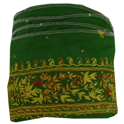 Sanskriti Vintage 1 YD Sari Trim Border Hand Embroidered Sewing Craft Green Lace