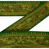 Sanskriti Vintage 1 YD Sari Trim Border Hand Embroidered Sewing Craft Green Lace