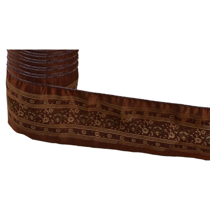 Sanskriti Vintage 1 YD Sari Border Woven Indian Trim Sewing Brown Craft Lace
