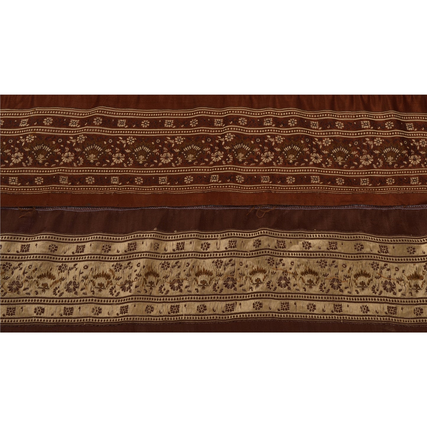 Sanskriti Vintage 1 YD Sari Border Woven Indian Trim Sewing Brown Craft Lace