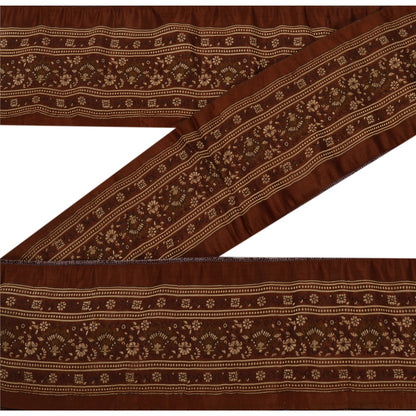 Sanskriti Vintage 1 YD Sari Border Woven Indian Trim Sewing Brown Craft Lace