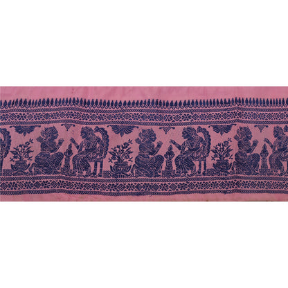 Sanskriti Vintage 1 YD Sari Border Woven Baluchari Trim Sewing Pink Craft Lace