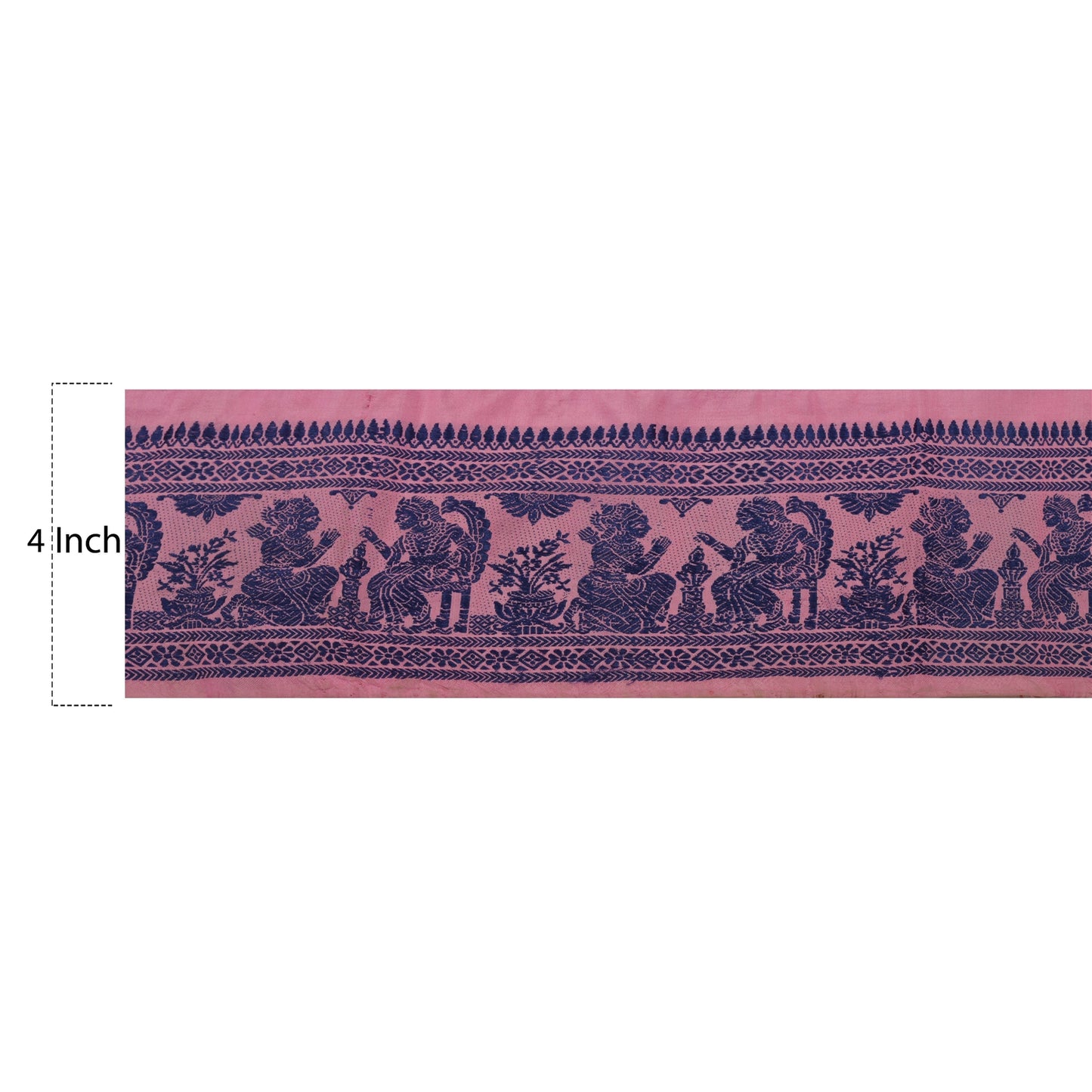 Sanskriti Vintage 1 YD Sari Border Woven Baluchari Trim Sewing Pink Craft Lace