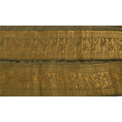 Sanskriti Vintage 1 Yd Sari Border Woven Baluchari Trim Sewing Green Craft Lace