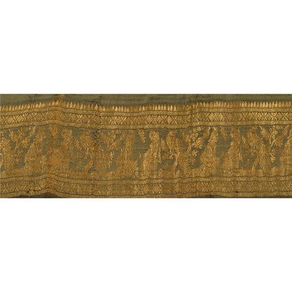 Sanskriti Vintage 1 Yd Sari Border Woven Baluchari Trim Sewing Green Craft Lace