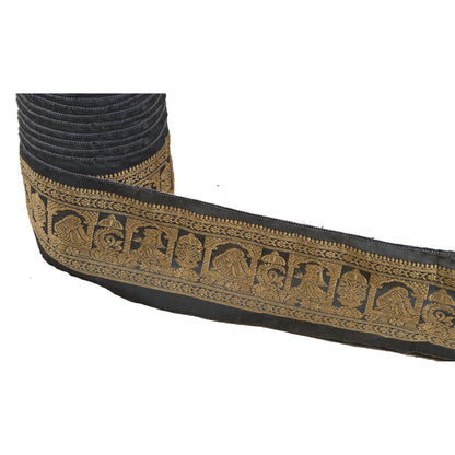 Sanskriti Vintage 1 YD Sari Border Woven Baluchari Trim Grey Craft Lace