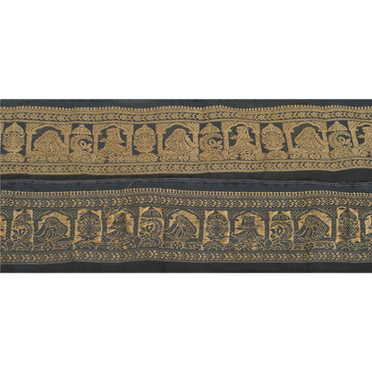 Sanskriti Vintage 1 YD Sari Border Woven Baluchari Trim Grey Craft Lace