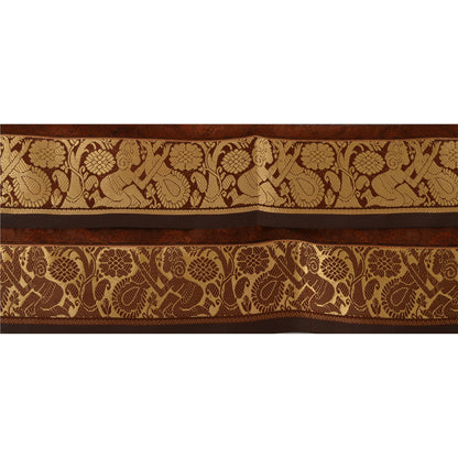 Sanskriti Vintage 1 YD Sari Border Trim Woven Baluchari Trim Sewing Brown Lace