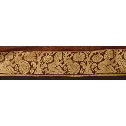 Sanskriti Vintage 1 YD Sari Border Trim Woven Baluchari Trim Sewing Brown Lace
