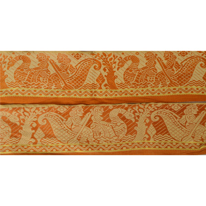 Sanskriti Vintage 1 YD Sari Border Woven Baluchari Craft Trim Sewing Cream  Lace